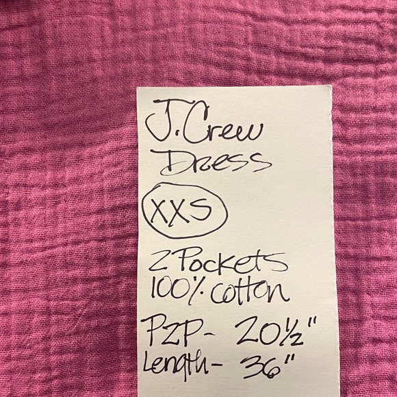 J. Crew Women’s XXS Fuchsia Gauze 💯 Cotton Shirt Dress with pockets - Picture 5 of 8